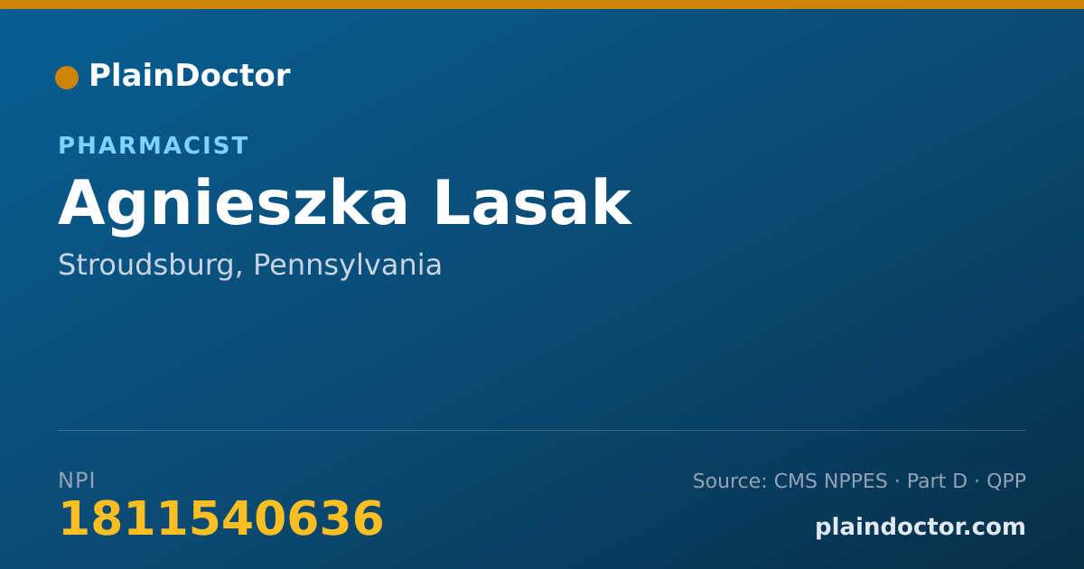 Shareable card for Agnieszka Lasak - Pharmacist, Stroudsburg, PA