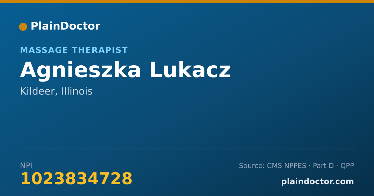 Shareable card for Agnieszka Lukacz - Massage Therapist, Kildeer, IL