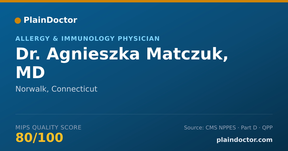 Shareable card for Agnieszka Matczuk, MD - Allergy & Immunology Physician, Norwalk, CT