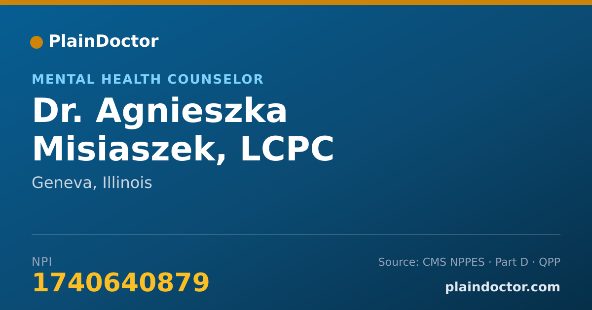 Shareable card for Agnieszka Misiaszek, LCPC - Mental Health Counselor, Geneva, IL