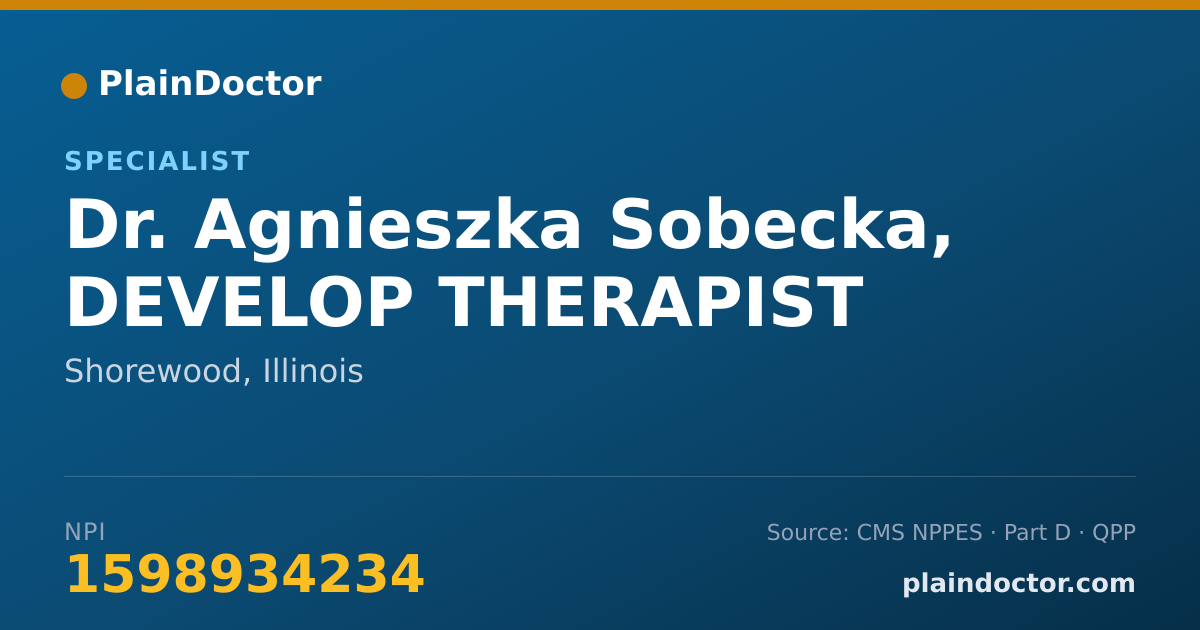 Shareable card for Agnieszka Sobecka, DEVELOP THERAPIST - Specialist, Shorewood, IL
