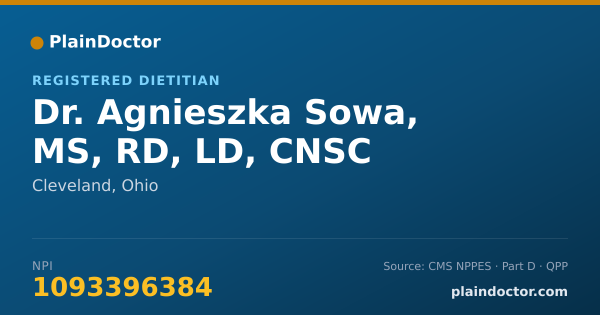 Shareable card for Agnieszka Sowa, MS, RD, LD, CNSC - Registered Dietitian, Cleveland, OH