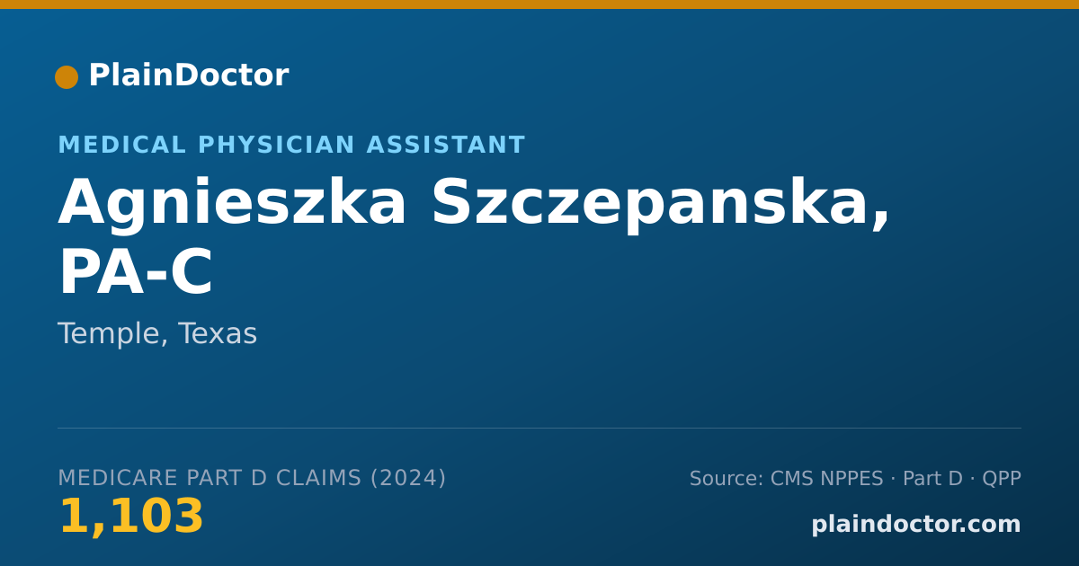 Shareable card for Agnieszka Szczepanska, PA-C - Medical Physician Assistant, Temple, TX