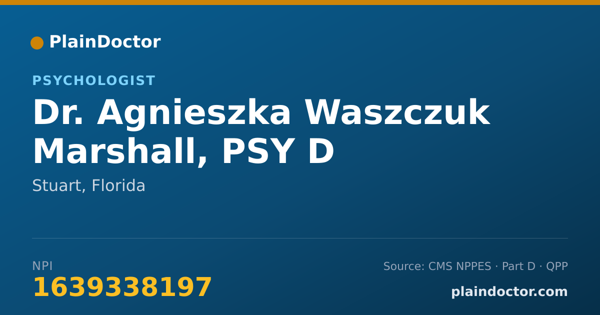 Shareable card for Agnieszka Waszczuk Marshall, PSY D - Psychologist, Stuart, FL