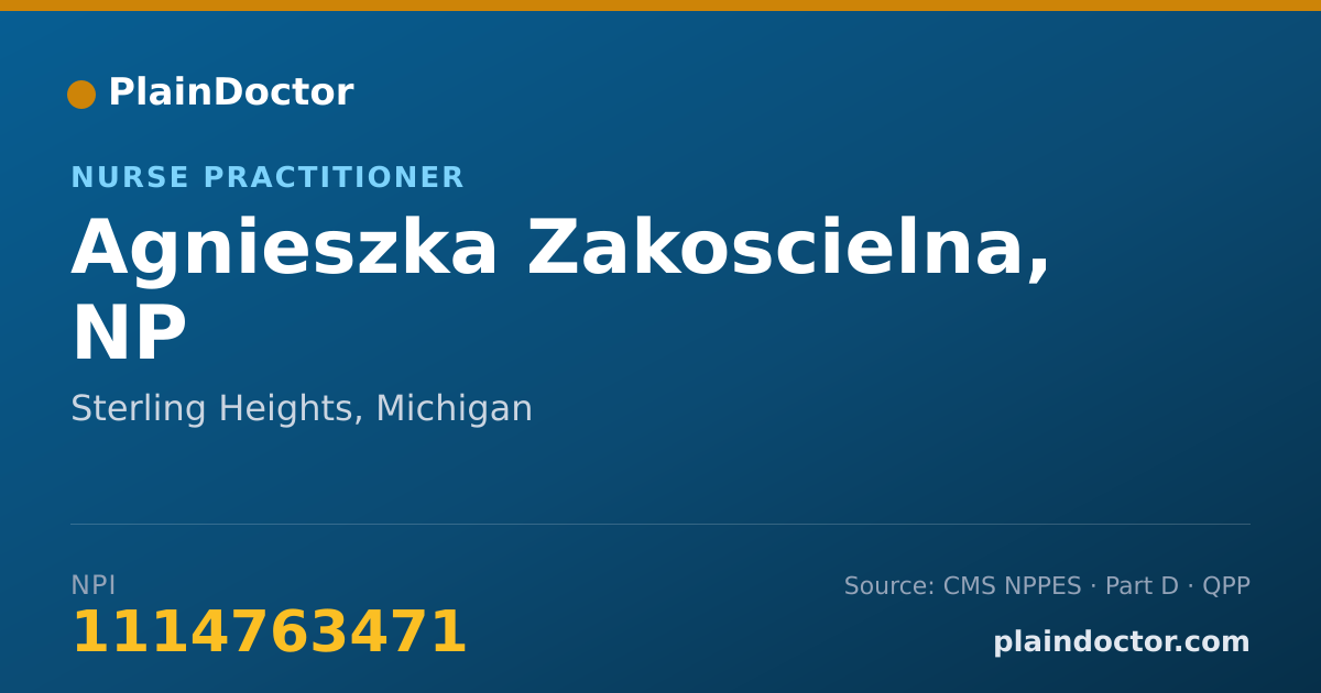 Shareable card for Agnieszka Zakoscielna, NP - Nurse Practitioner, Sterling Heights, MI