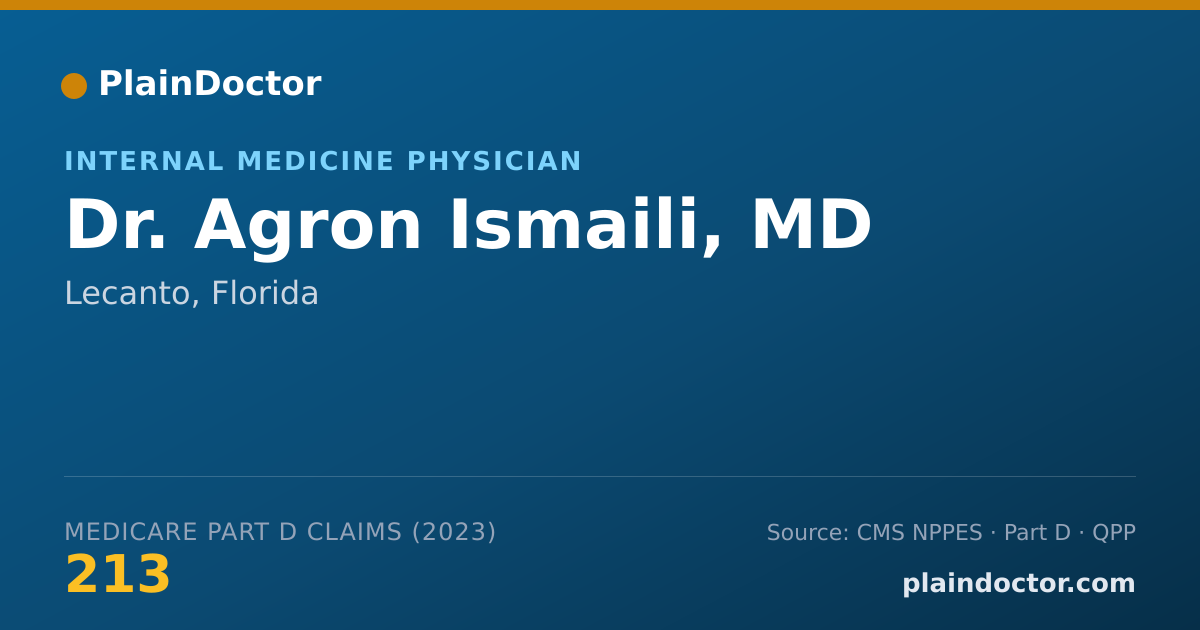 Shareable card for Agron Ismaili, MD - Internal Medicine Physician, Lecanto, FL
