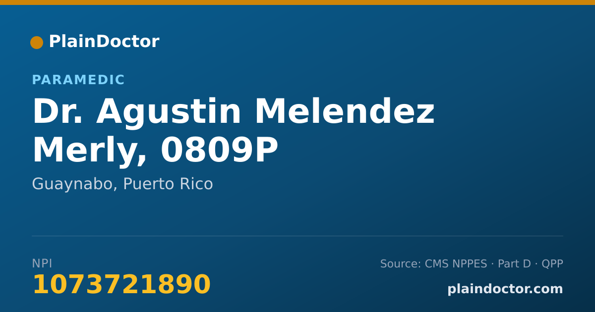 Shareable card for Agustin Melendez Merly, 0809P - Paramedic, Guaynabo, PR