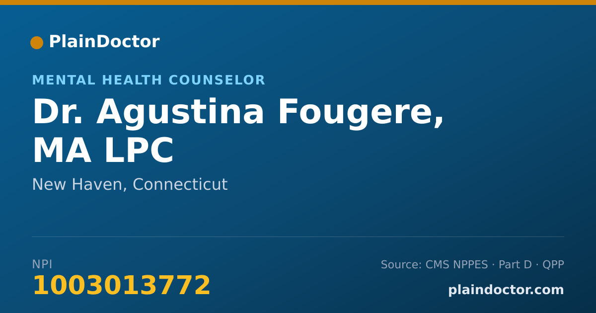 Shareable card for Agustina Fougere, MA LPC - Mental Health Counselor, New Haven, CT