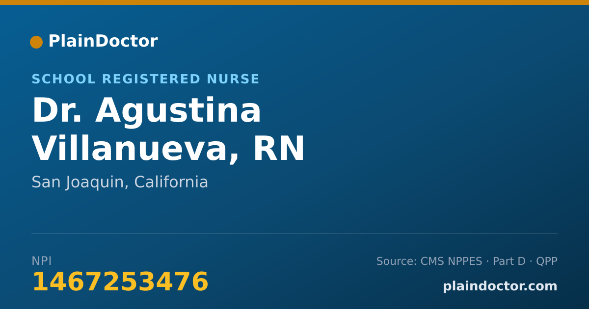 Shareable card for Agustina Villanueva, RN - School Registered Nurse, San Joaquin, CA