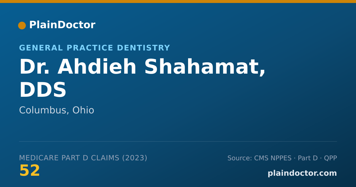 Shareable card for Ahdieh Shahamat, DDS - General Practice Dentistry, Columbus, OH