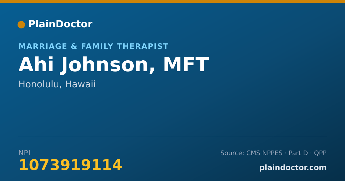 Shareable card for Ahi Johnson, MFT - Marriage & Family Therapist, Honolulu, HI