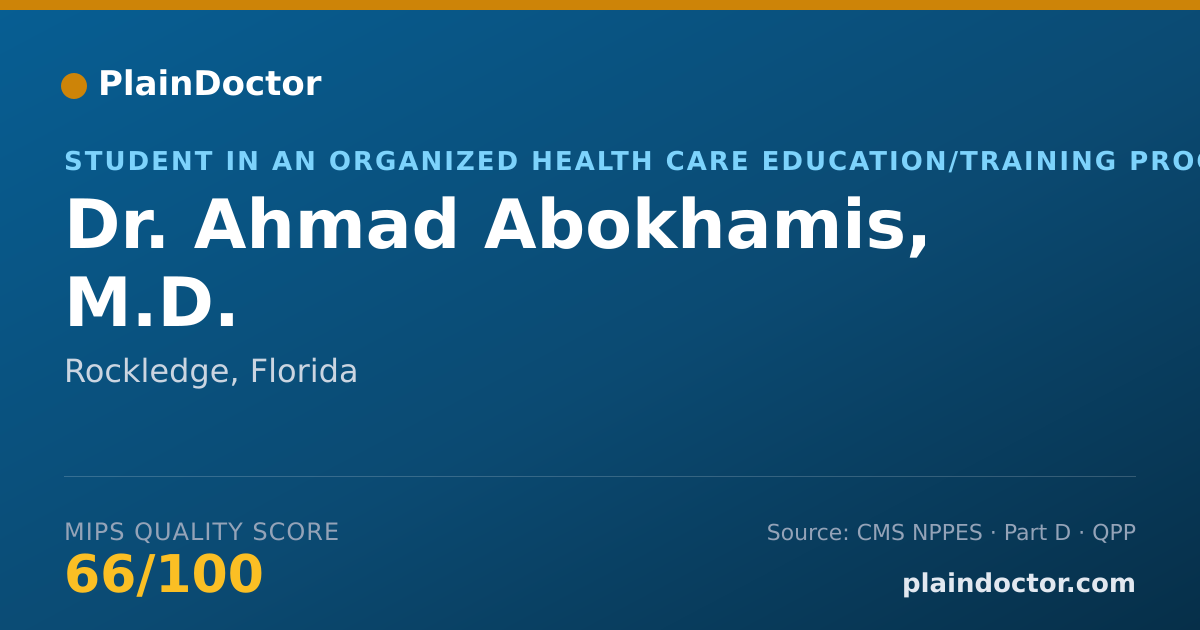Shareable card for Ahmad Abokhamis, M.D. - Student in an Organized Health Care Education/Training Program, Rockledge, FL
