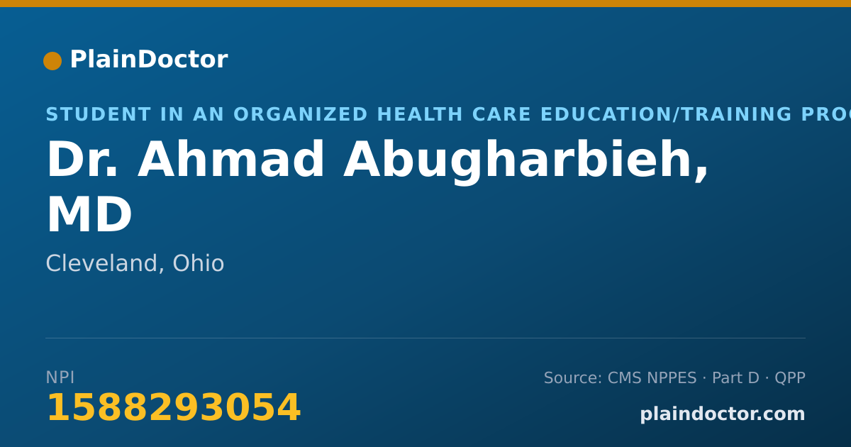 Shareable card for Ahmad Abugharbieh, MD - Student in an Organized Health Care Education/Training Program, Cleveland, OH