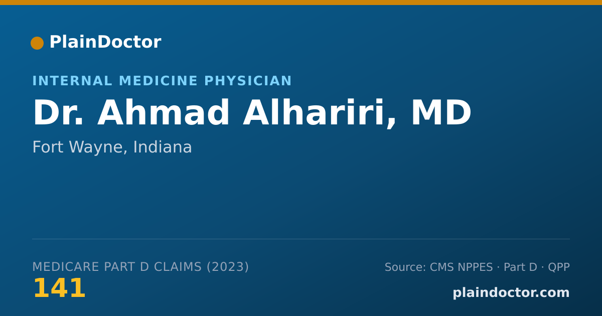 Shareable card for Ahmad Alhariri, MD - Internal Medicine Physician, Fort Wayne, IN