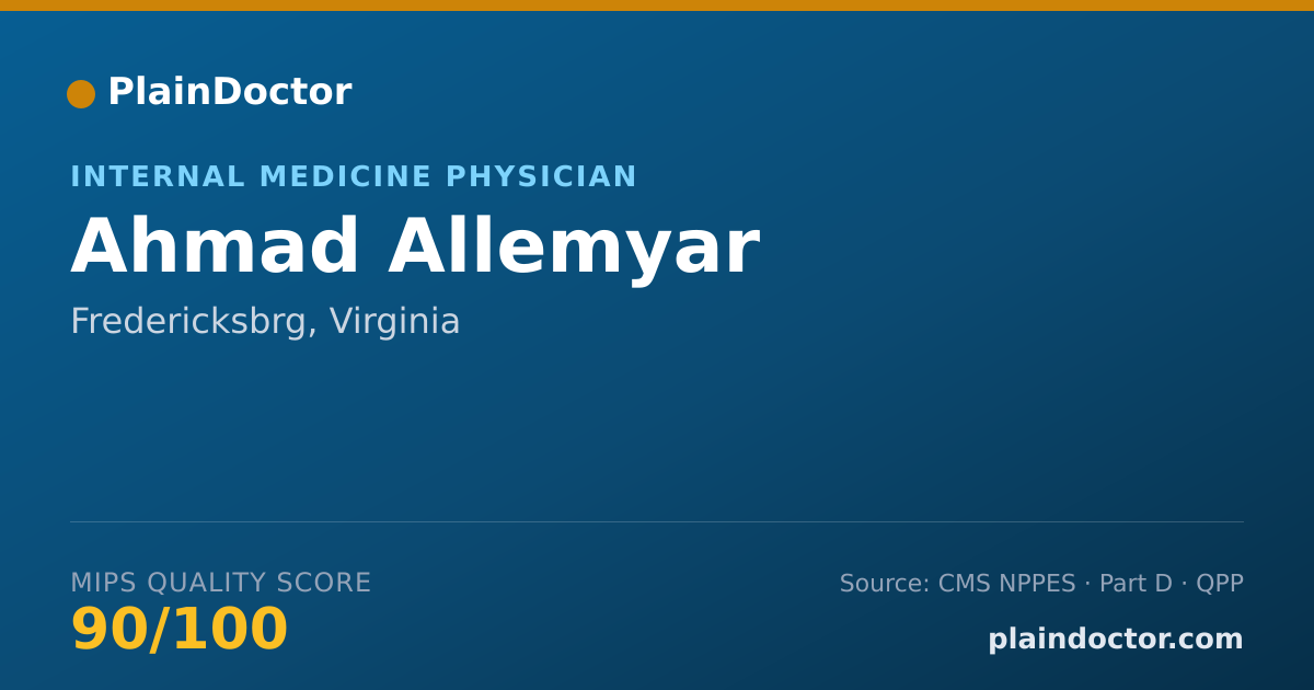 Shareable card for Ahmad Allemyar - Internal Medicine Physician, Fredericksbrg, VA