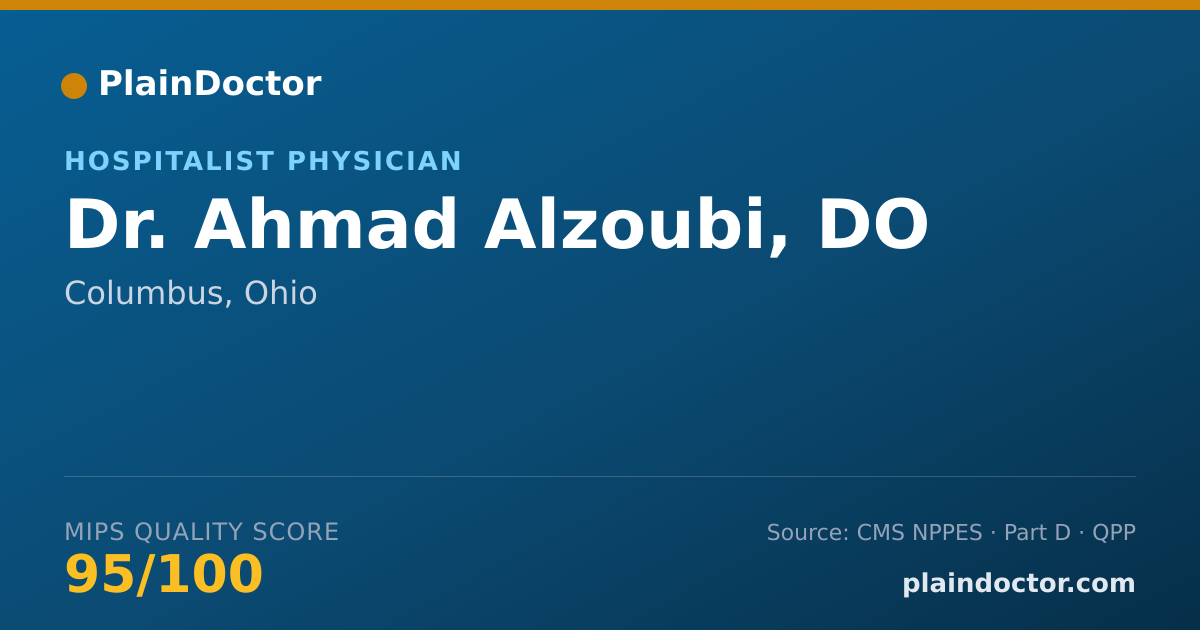 Shareable card for Ahmad Alzoubi, DO - Hospitalist Physician, Columbus, OH