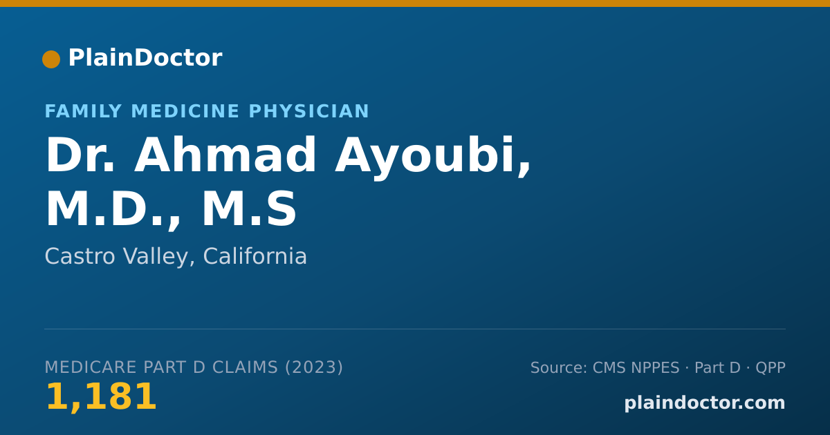 Shareable card for Ahmad Ayoubi, M.D., M.S - Family Medicine Physician, Castro Valley, CA