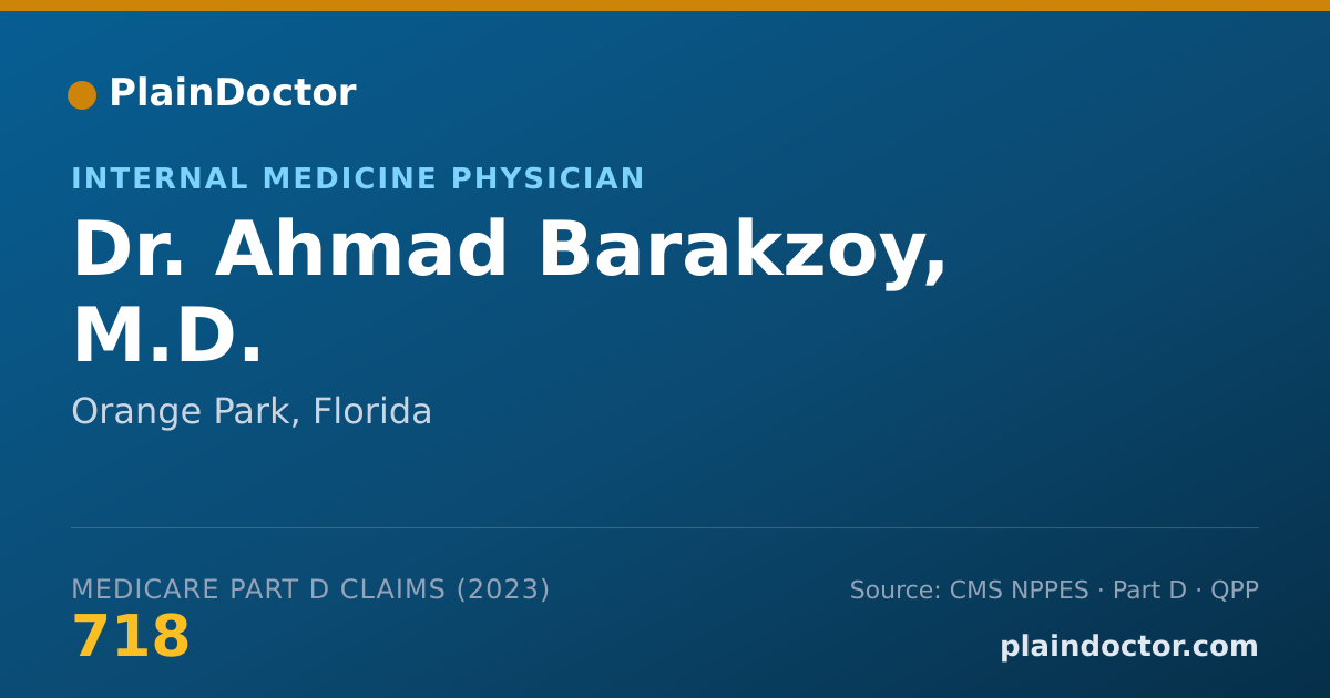 Shareable card for Ahmad Barakzoy, M.D. - Internal Medicine Physician, Orange Park, FL