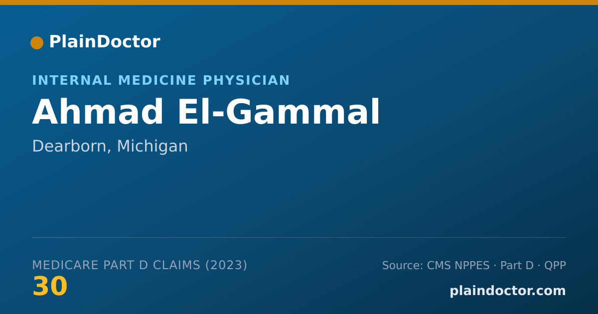 Shareable card for Ahmad El-Gammal - Internal Medicine Physician, Dearborn, MI