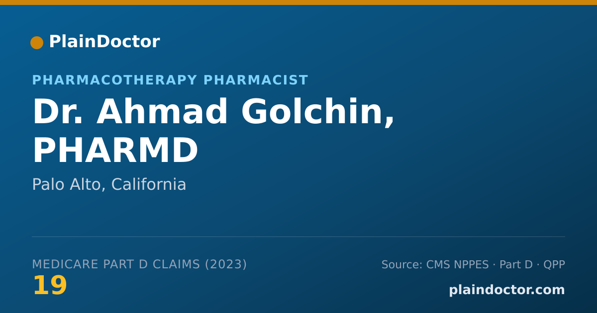 Shareable card for Ahmad Golchin, PHARMD - Pharmacotherapy Pharmacist, Palo Alto, CA