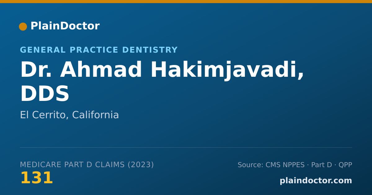 Shareable card for Ahmad Hakimjavadi, DDS - General Practice Dentistry, El Cerrito, CA