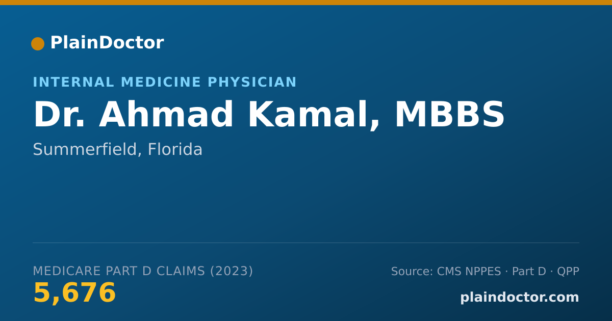 Shareable card for Ahmad Kamal, MBBS - Internal Medicine Physician, Summerfield, FL