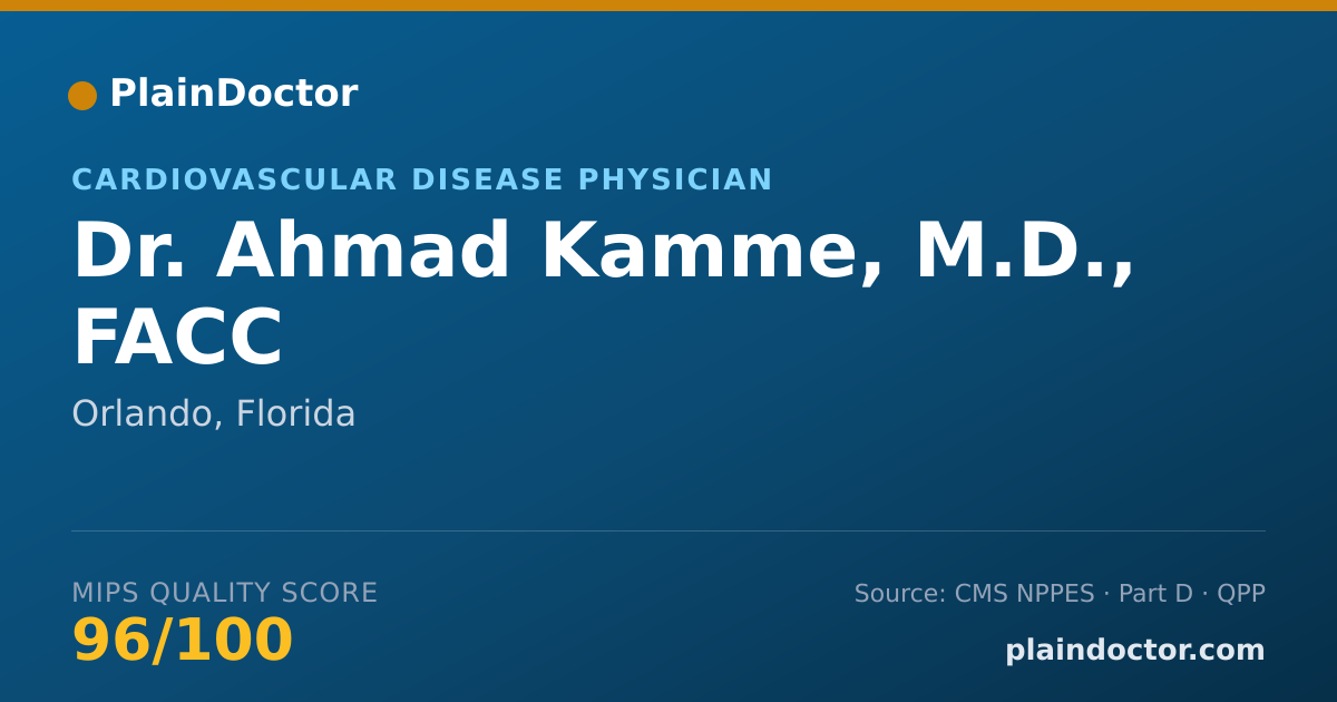 Shareable card for Ahmad Kamme, M.D., FACC - Cardiovascular Disease Physician, Orlando, FL