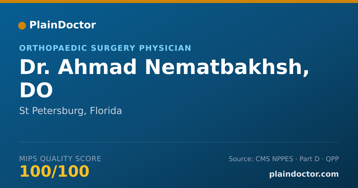Shareable card for Ahmad Nematbakhsh, DO - Orthopaedic Surgery Physician, St Petersburg, FL