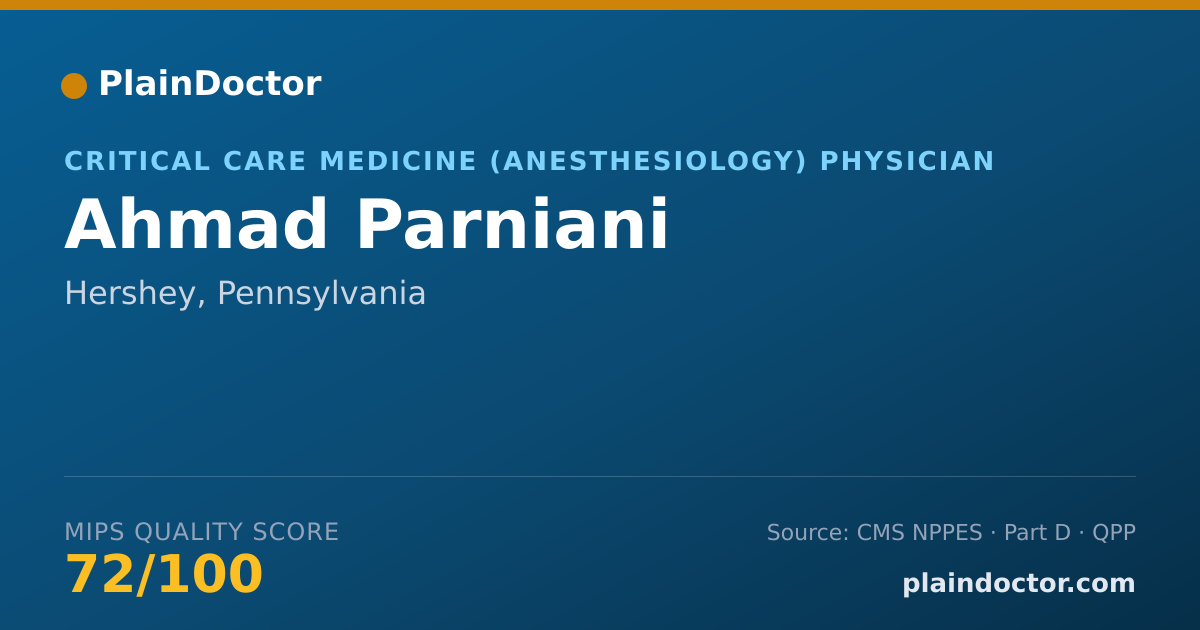 Shareable card for Ahmad Parniani - Anesthesiology Physician, Hershey, PA