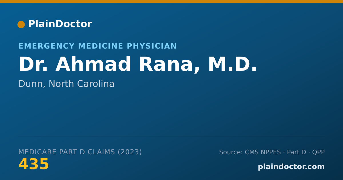 Shareable card for Ahmad Rana, M.D. - Emergency Medicine Physician, Dunn, NC
