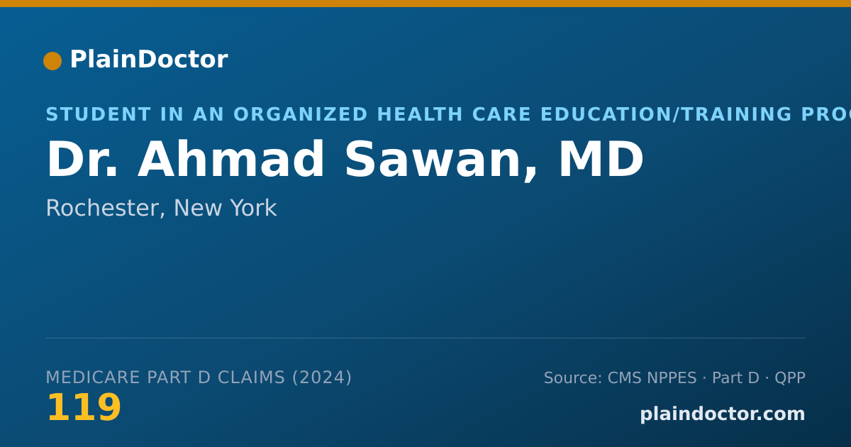 Shareable card for Ahmad Sawan, MD - Student in an Organized Health Care Education/Training Program, Rochester, NY