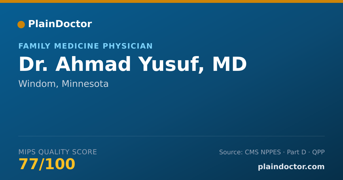 Shareable card for Ahmad Yusuf, MD - Family Medicine Physician, Windom, MN