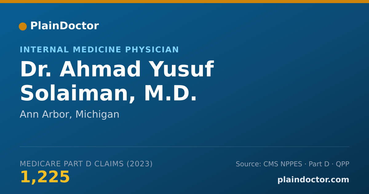 Shareable card for Ahmad Yusuf Solaiman, M.D. - Internal Medicine Physician, Ann Arbor, MI