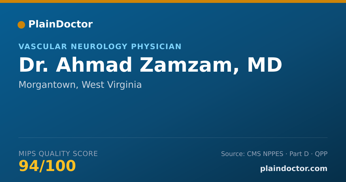 Shareable card for Ahmad Zamzam, MD - Vascular Neurology Physician, Morgantown, WV