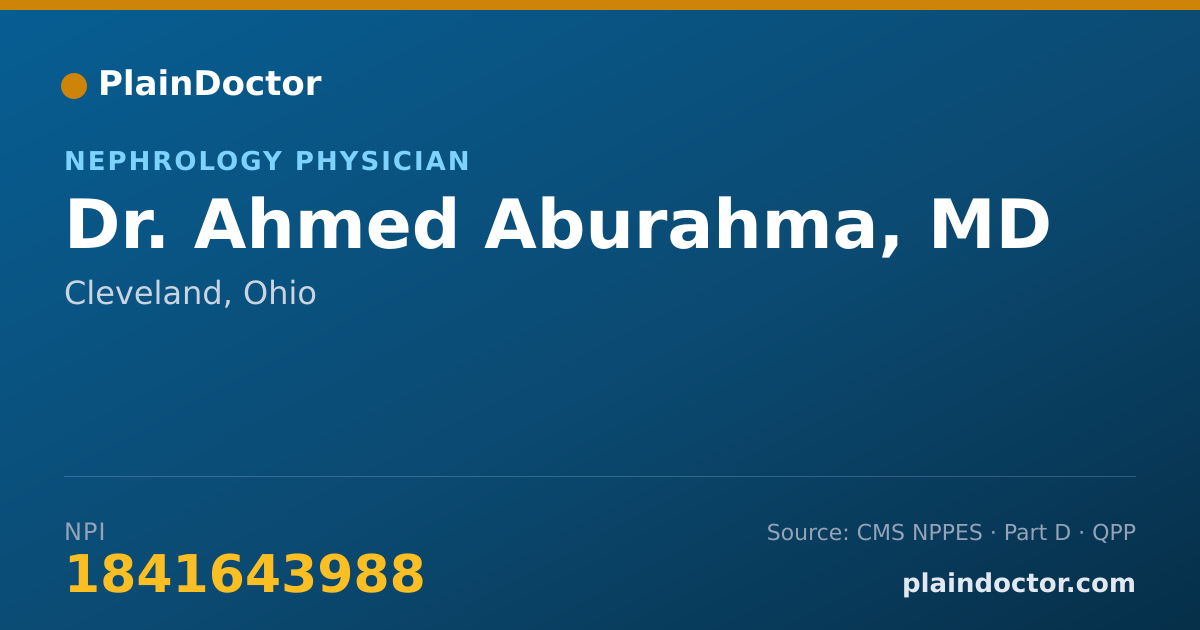 Shareable card for Ahmed Aburahma, MD - Nephrology Physician, Cleveland, OH