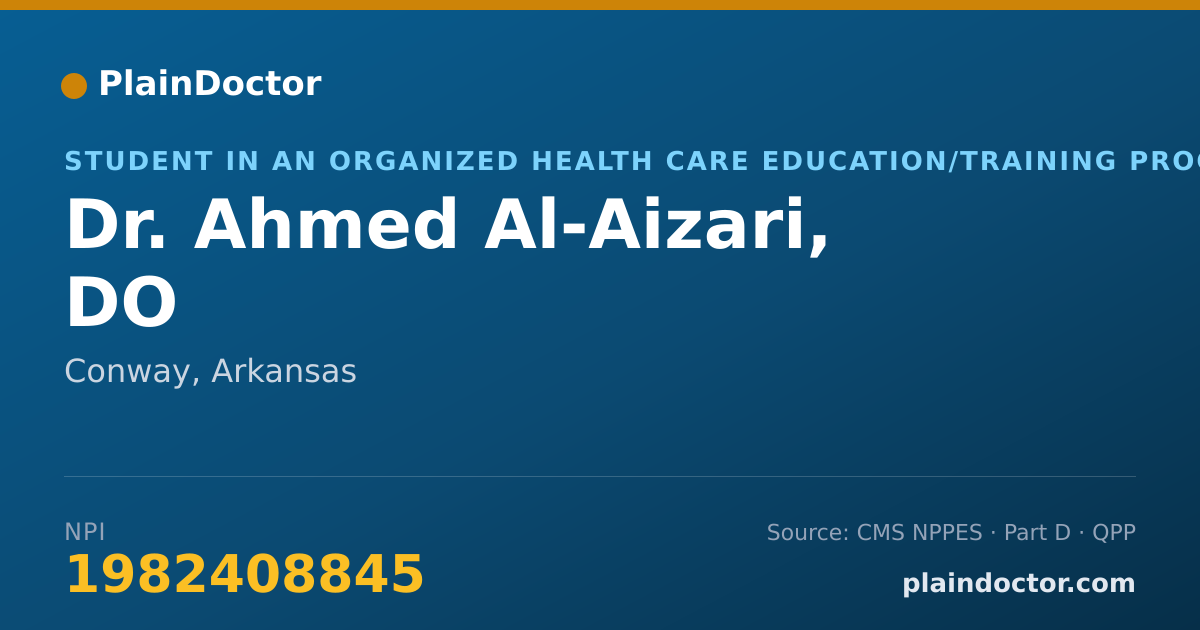 Shareable card for Ahmed Al-Aizari, DO - Student in an Organized Health Care Education/Training Program, Conway, AR