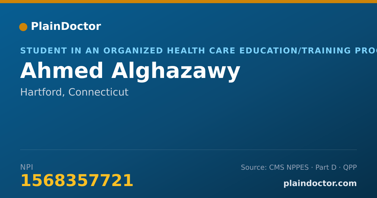 Shareable card for Ahmed Alghazawy - Student in an Organized Health Care Education/Training Program, Hartford, CT