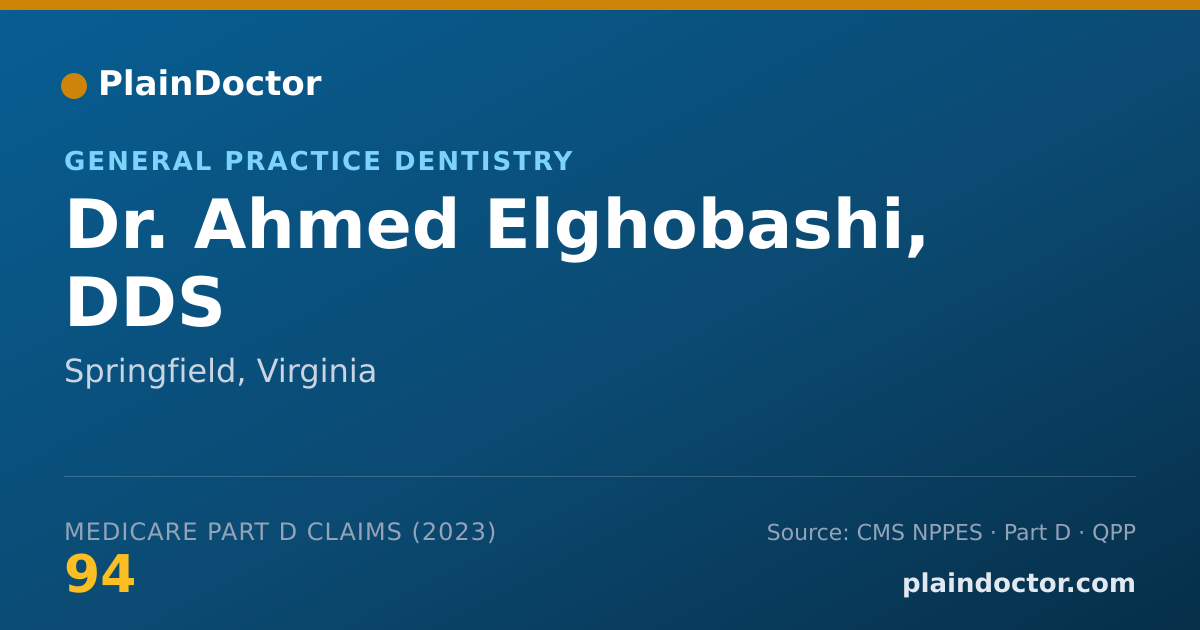 Shareable card for Ahmed Elghobashi, DDS - General Practice Dentistry, Springfield, VA