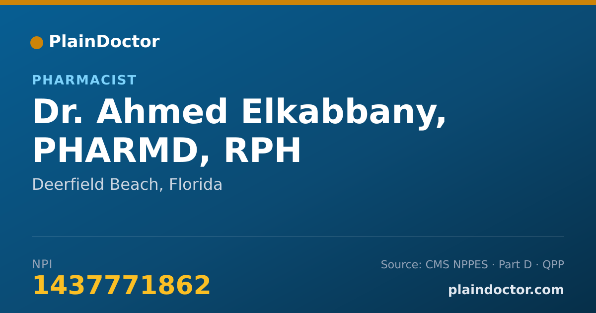 Shareable card for Ahmed Elkabbany, PHARMD, RPH - Pharmacist, Deerfield Beach, FL