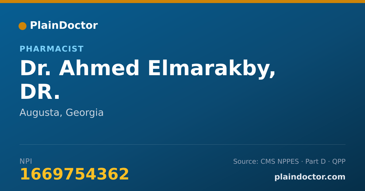 Shareable card for Ahmed Elmarakby, DR. - Pharmacist, Augusta, GA