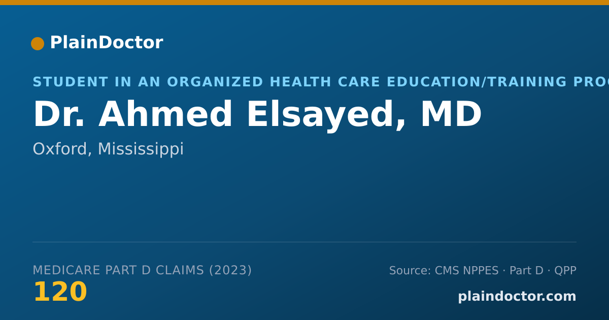 Shareable card for Ahmed Elsayed, MD - Student in an Organized Health Care Education/Training Program, Oxford, MS