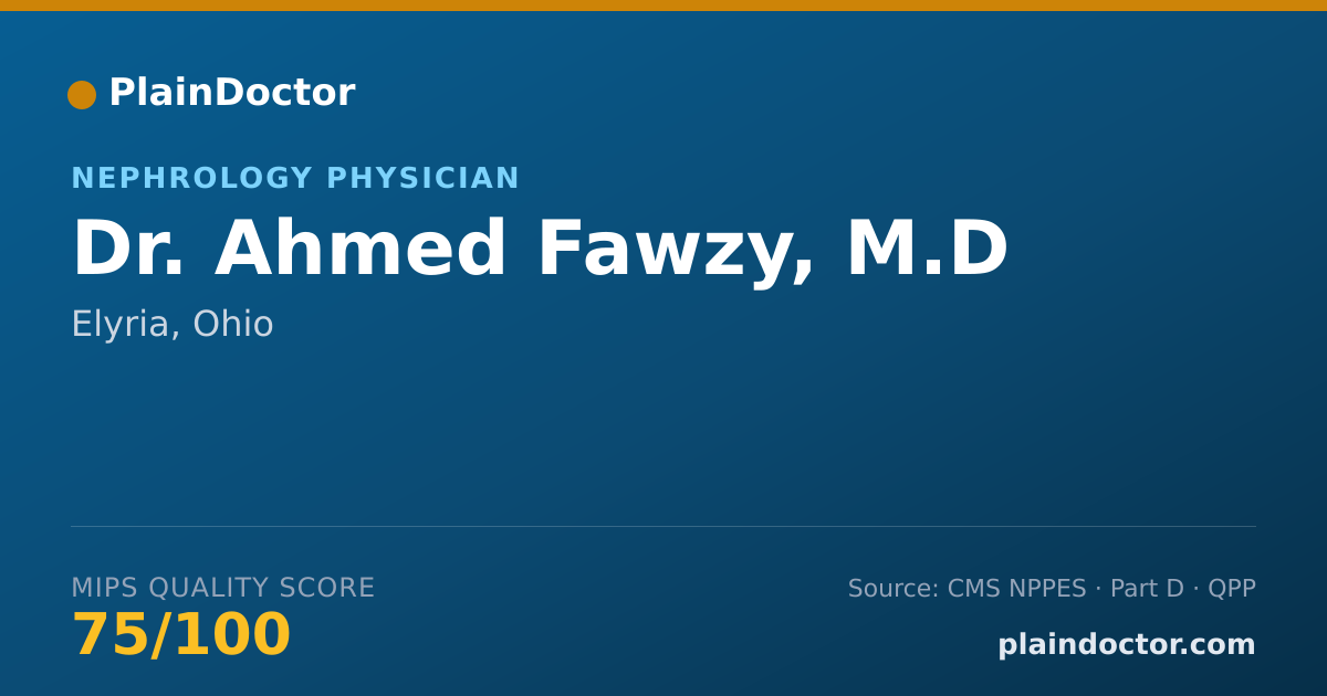 Shareable card for Ahmed Fawzy, M.D - Nephrology Physician, Elyria, OH