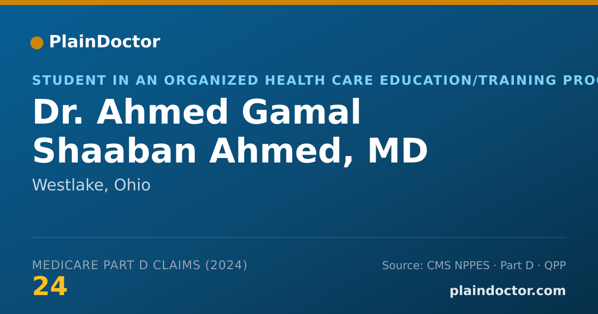 Shareable card for Ahmed Gamal Shaaban Ahmed, MD - Student in an Organized Health Care Education/Training Program, Westlake, OH