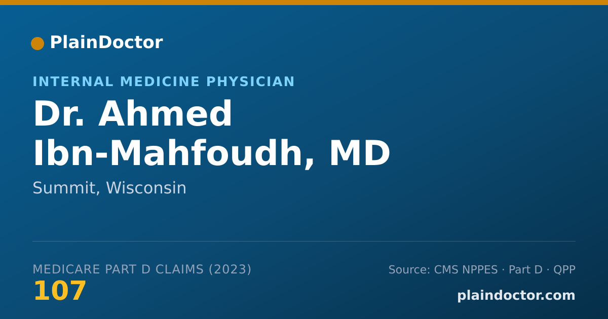 Shareable card for Ahmed Ibn-Mahfoudh, MD - Internal Medicine Physician, Summit, WI