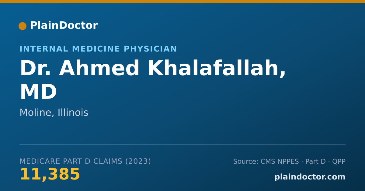 Shareable card for Ahmed Khalafallah, MD - Internal Medicine Physician, Moline, IL