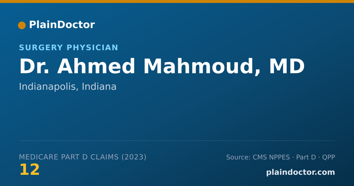 Shareable card for Ahmed Mahmoud, MD - Surgery Physician, Indianapolis, IN