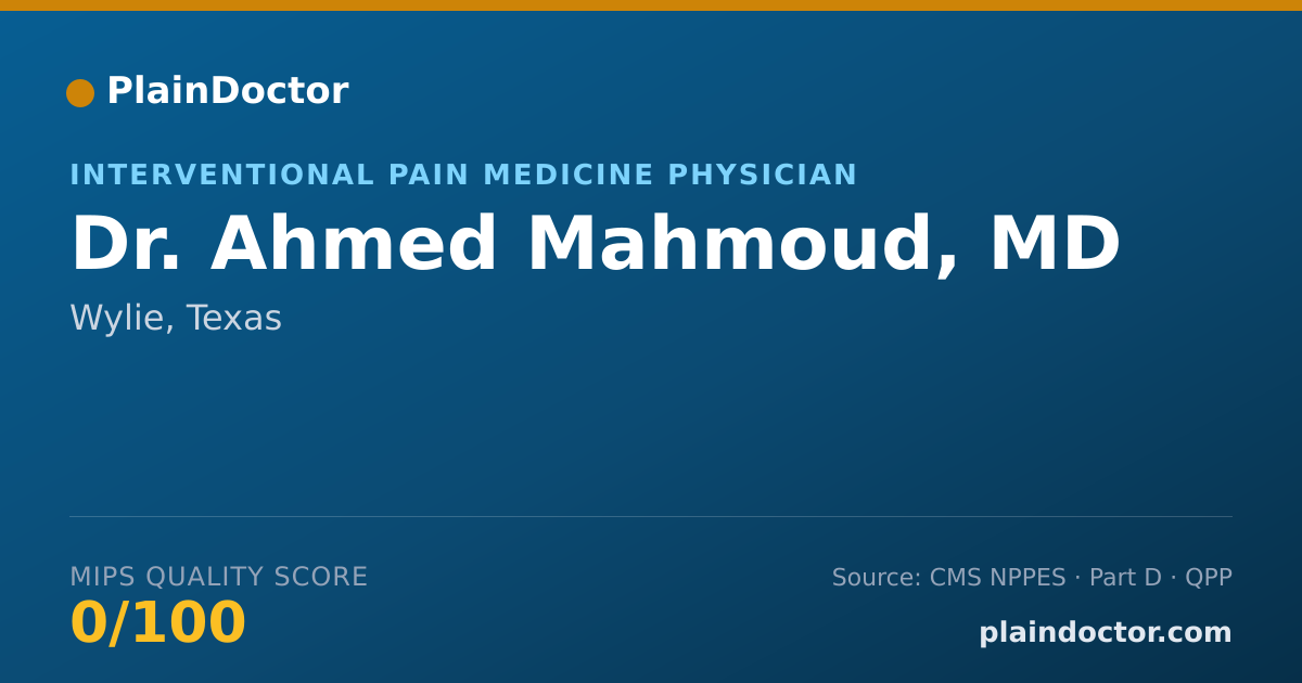 Shareable card for Ahmed Mahmoud, MD - Physical Medicine & Rehabilitation Physician, Wylie, TX