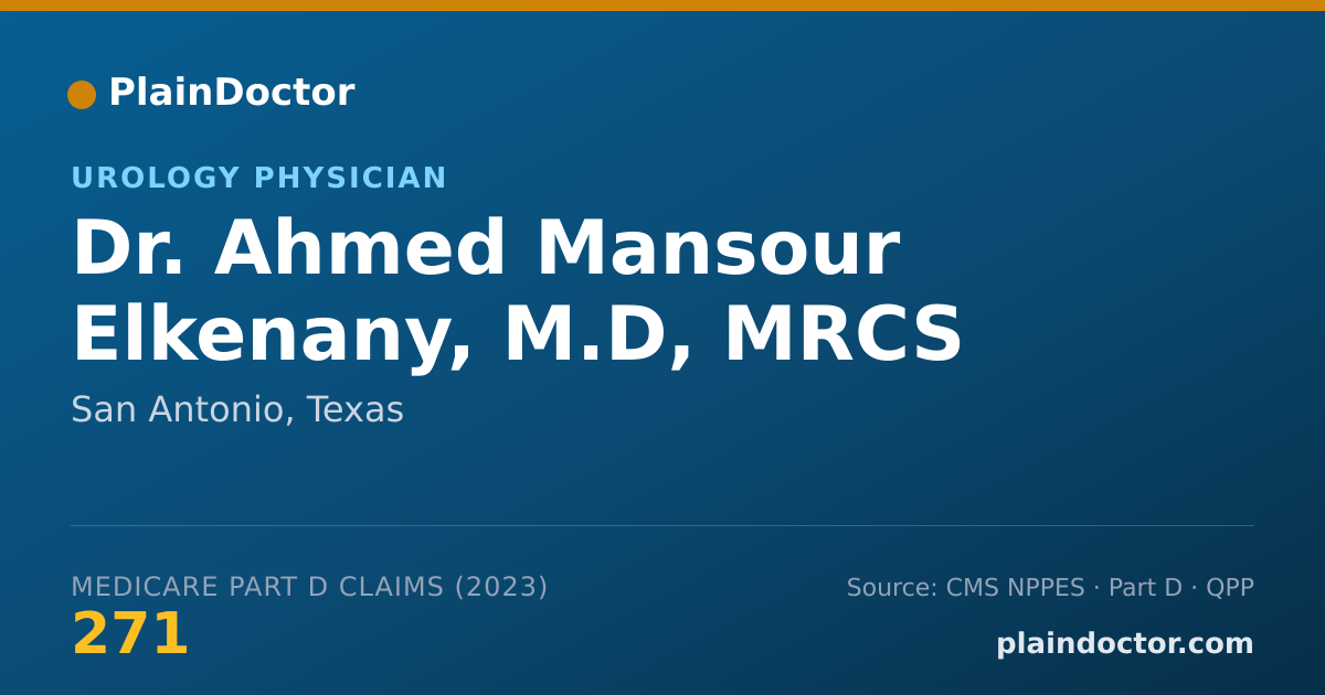 Shareable card for Ahmed Mansour Elkenany, M.D, MRCS - Urology Physician, San Antonio, TX