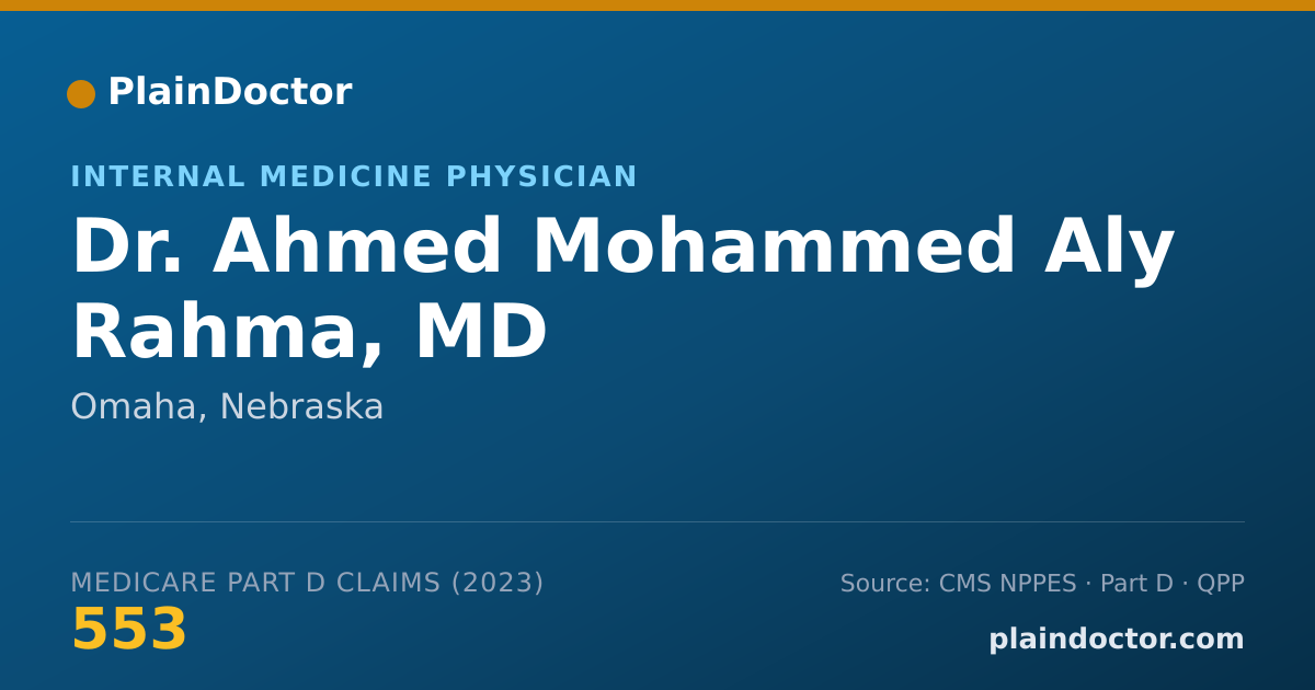 Shareable card for Ahmed Mohammed Aly Rahma, MD - Internal Medicine Physician, Omaha, NE