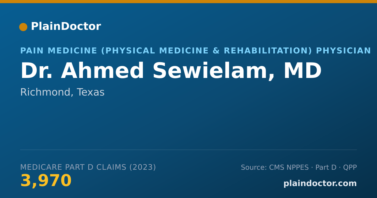 Shareable card for Ahmed Sewielam, MD - Pain Medicine (Physical Medicine & Rehabilitation) Physician, Richmond, TX